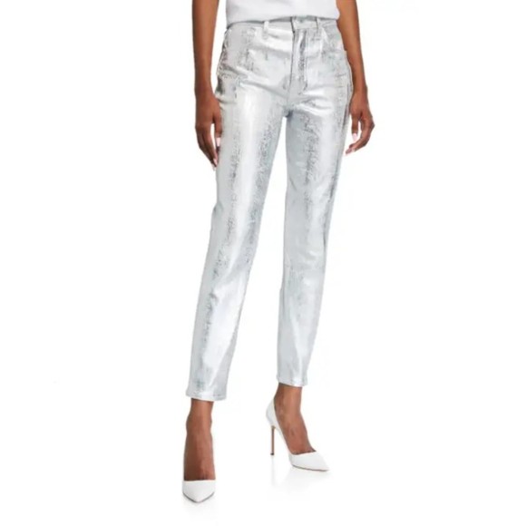 Grlfrnd Denim - GRLFRND Womens Coated Metallic Silver Karolina Skinny Denim Jeans Size 27 NWT